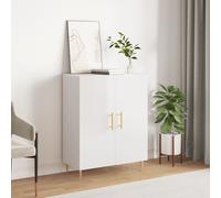 vidaXL-Engineered Wood Sideboard in High Gloss White Finish - Modern Storage Cabinet with Metal Feet and Ample Storage Space