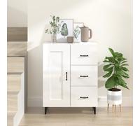 vidaXL Sideboard High Gloss White Engineered Wood Cupboard Home Organiser