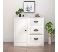vidaXL Sideboard High Gloss White 70x35.5x67.5 cm Engineered Wood UK HOT