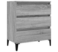 vidaXL Industrial Sideboard in Grey Sonoma, Engineered Wood, Perfect for Living Room, With 3-Drawers, 19 kg, Ample Storage