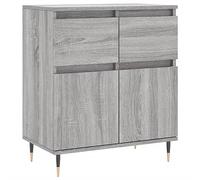 vidaXL Sideboard in Grey Sonoma | Engineered Wood Storage Cabinet with Robust Iron Legs | Ample Storage Space for Organized Living | Ideal for Bedroom or Living Room Decor