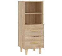 vidaXL Sideboard in Sonoma Oak Finish, 2-Drawer 2-shelf Storage Cabinet Cupboard, Engineered Wood Material, Indoor Furniture for Living Room and Bedroom