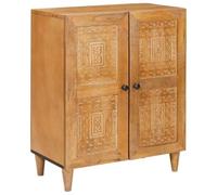 vidaXL Sideboard Light brown 60 x 33 x 75 cm Solid mango wood, Modern Rectangular Sideboard, Mango Wood Furniture, Durable Living Room Storage Unit, Black Finish, Hinge Door Cabinet
