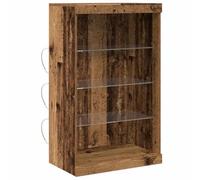 vidaXL Sideboard Old wood 60.5 x 37 x 100 cm Engineered Wood, Modern Sideboard, Rectangular Design, Built-In Lighting, Practical Storage, Glass Shelving, Decorative Home Organizer