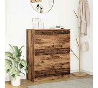 Sideboard Old Wood 80x35x99 cm Engineered Wood 3-Door Storage Cabinet Slim Unit