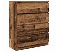 Sideboard Old Wood 80x35x99 cm Engineered Wood 3-Door Storage Cabinet Slim Unit