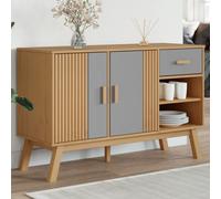 vidaXL Sideboard Cupboard Highboard Cabinet Grey and Brown Solid Wood Pine