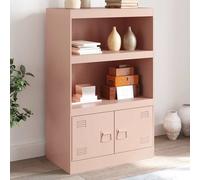 vidaXL Modern Pink Sideboard - 67x39x107 cm Steel Storage Cabinet with Shelves for Living Room and Lounge Areas, Easy Maintenance, Metal Handles