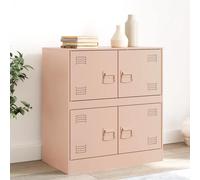 Sideboard Pink Cold-Rolled Steel 67x39x73 cm 4-Door Modern Storage Cabinet Slim