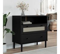 (black) vidaXL Sideboard Cupboard Storage Highboard SENJA Rattan Look Solid Wood Pine