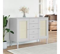 vidaXL Sideboard SENJA Rattan Look White 112x40x80 cm Solid Wood Pine