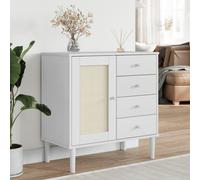 (white) vidaXL Sideboard Cupboard Highboard SENJA Rattan Look Black Solid Wood Pine