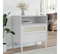(white) vidaXL Sideboard Cupboard Storage Highboard SENJA Rattan Look Solid Wood Pine