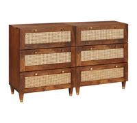 vidaXL Sideboard Set 2 pcs Brown 60 x 33.5 x 75 cm Solid Mango Wood, Contemporar