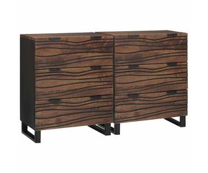 vidaXL Sideboard Set 2 pcs Walnut 60 x 33.5 x 75 cm Solid Mango Wood
