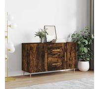 vidaXL Smoked Oak Sideboard - Stylish Storage Cabinet with Durable Engineered Wood - Contemporary Home Décor with Metal Legs - Assembly Required