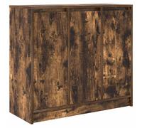 vidaXL 3 Door Smoked Oak Sideboard - Size: 76 x 85 x 34cm - Brown - Wilko
