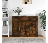 (smoked oak) vidaXL Sideboard Storage Cabinet Cupboard High Gloss White Engineered Wood