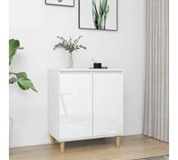 vidaXL Sideboard&Solid Wood Legs High Gloss White 60x35x70cm Engineered Wood UK