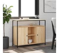 Sideboard Sonoma Oak 100x35x80cm Engineered Wood & Steel Storage Cabinet Modern