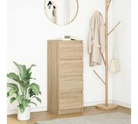 vidaXL 4 Drawer Sonoma Oak Sideboard - Size: 99 x 37.5 x 35cm - Brown - Wilko