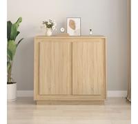 vidaXL Classic Sideboard Cabinet, Engineered Wood, Sonoma Oak Finish, 4 Compartments, Living Room/Bedroom Storage
