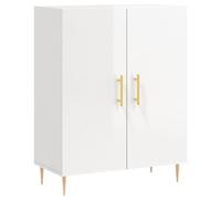 vidaXL-Engineered Wood Sideboard in High Gloss White Finish - Modern Storage Cabinet with Metal Feet and Ample Storage Space
