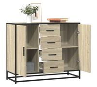 vidaXL 2 Door 4 Drawer Sonoma Oak Wide Sideboard - Size: 76 x 35 x 92cm - Brown - Wilko