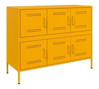 vidaXL Sideboard Storage Cupboard Side Cabinet Highboard Mustard Yellow Steel