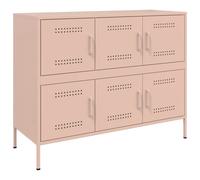 vidaXL 6 Door Pink Steel Sideboard - Size: 79 x 100.5 x 39cm - Wilko