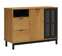 vidaXL Sideboard Storage Side Cabinet with Glass Door FLAM Solid Wood Pine