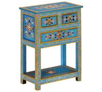 Sideboard Solid Mango Wood Turquoise Multicolour 55x30x76 cm Hand-Painted Accent