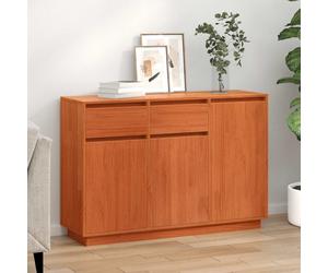 vidaXL Sideboard Wax Brown 110 x 34 x 75 cm Solid Pine Wood