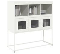 Sideboard White Cold-rolled Steel 100.5x39x107 cm Modern Storage Unit Metal Feet