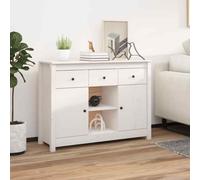 vidaXL Sideboard White 100x35x74,5 cm Solid Wood Pine UK