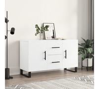 vidaXL White Sideboard - Modern Engineered Wood Storage Cabinet with Metal Legs for Living Room, Bedroom