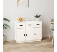vidaXL Sideboard White 100x40x75 cm Solid Wood Pine UK NEW