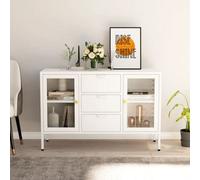 Vidaxl Sideboard White 105X35X70 Cm Steel And Tempered Glass