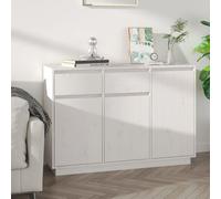 Vidaxl Sideboard White 110X34X75 Cm Solid Wood Pine