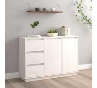 vidaXL Sideboard White 111x34x75 cm Solid Wood Pine UK