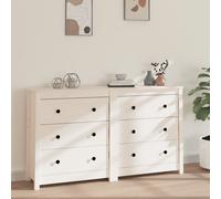 Vidaxl Sideboard White 140X35X80 Cm Solid Wood Pine