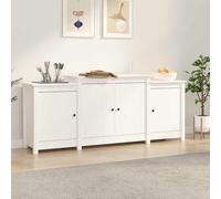 (White) vidaXL Solid Wood Pine Sideboard Side Cabinet Home Organiser Multi Colours