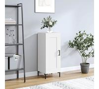 Sideboard White 34.5x34x90 cm Engineered Wood with Iron Legs Modern Sleek Shelf