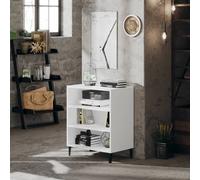 Sideboard White 57x35x70cm Engineered Wood Metal 3-Shelf Small Storage CabinetEU