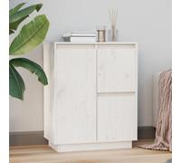 Vidaxl Sideboard White 60X34X75 Cm Solid Wood Pine, White