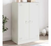 Sideboard White Cold-Rolled Steel 67x39x107 cm 6 Compartments 2 Doors Handles UK