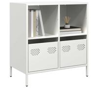 Sideboard White Cold-Rolled Steel 68x39x73.5cm Compact Metal Storage with Drawer