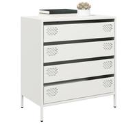 Sideboard White Cold-Rolled Steel 68x39x73.5 cm. 4-Drawer Metal Storage Cabinet
