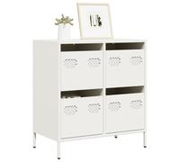 Sideboard White Cold-rolled Steel 68x39x73.5 cm 4 Drawer Metal Cabinet anti-tip