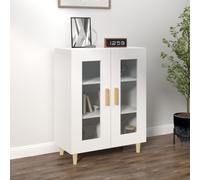 Sideboard White 69.5x34x90 cm Engineered Wood w/ Tempered Glass 2 Doors Cabinet